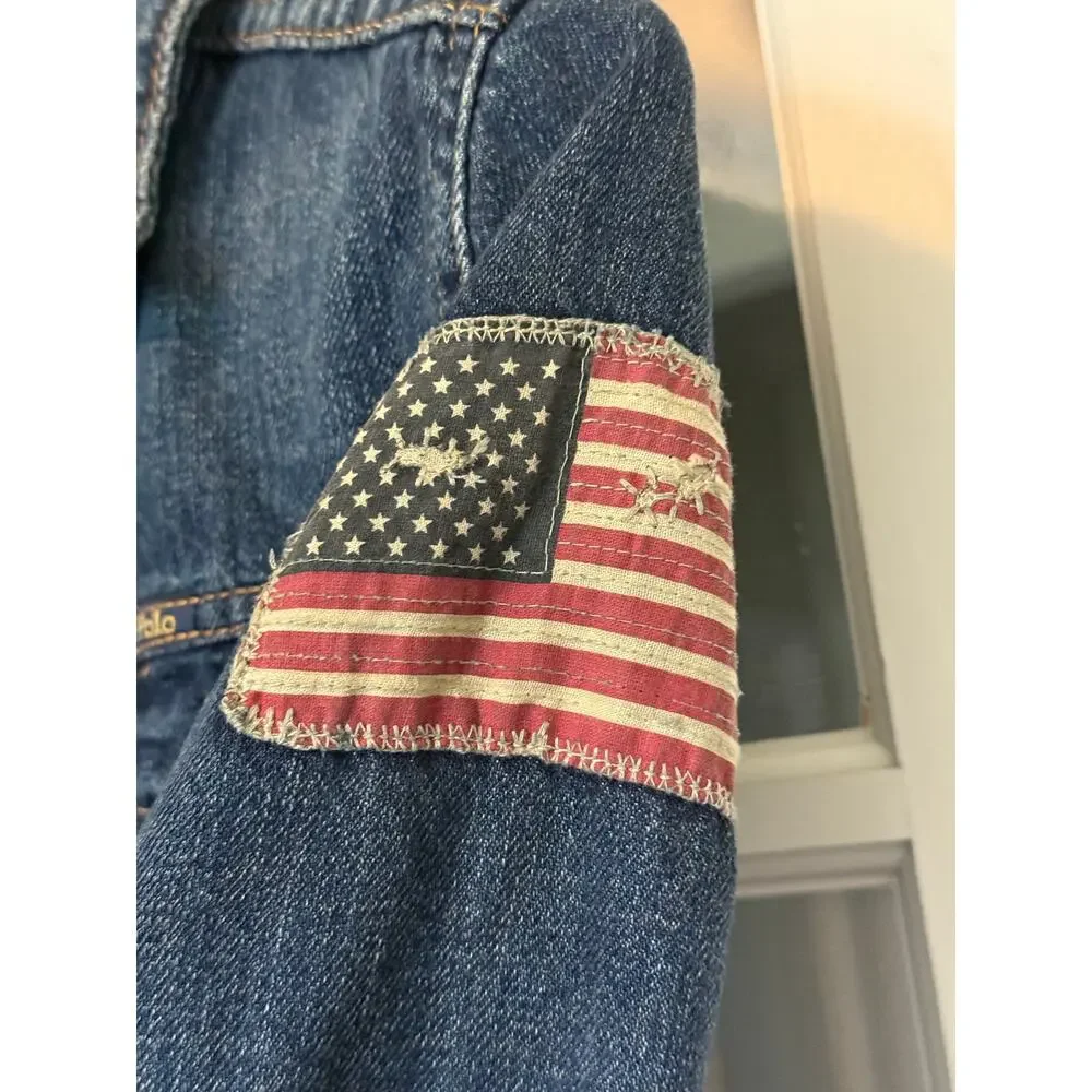 Ralph Lauren Denim Trucker Jacket boys size 5 American Flag patch